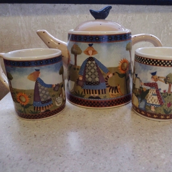 Williraye Studio Watering Can Teapot and Mugs 1999 - Picture 1 of 14